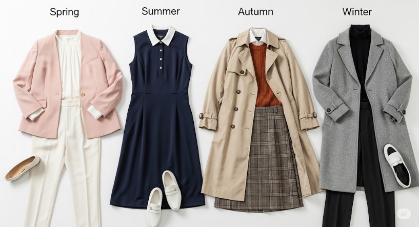 行き帰りゴルフ場の服装、女性におすすめの春秋コーデ